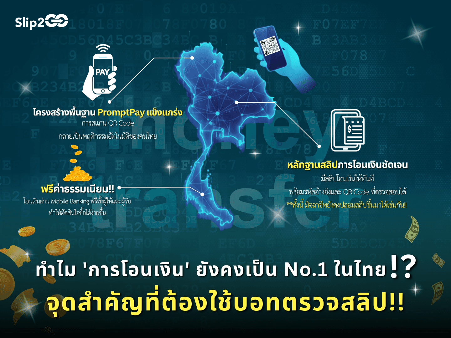 อ่านบทความ Slip2Go: ทำไม 'การโอนเงิน' ยังคงเป็น No.1 ในไทย? จุดสำคัญที่ต้องใช้บอทตรวจสลิป!